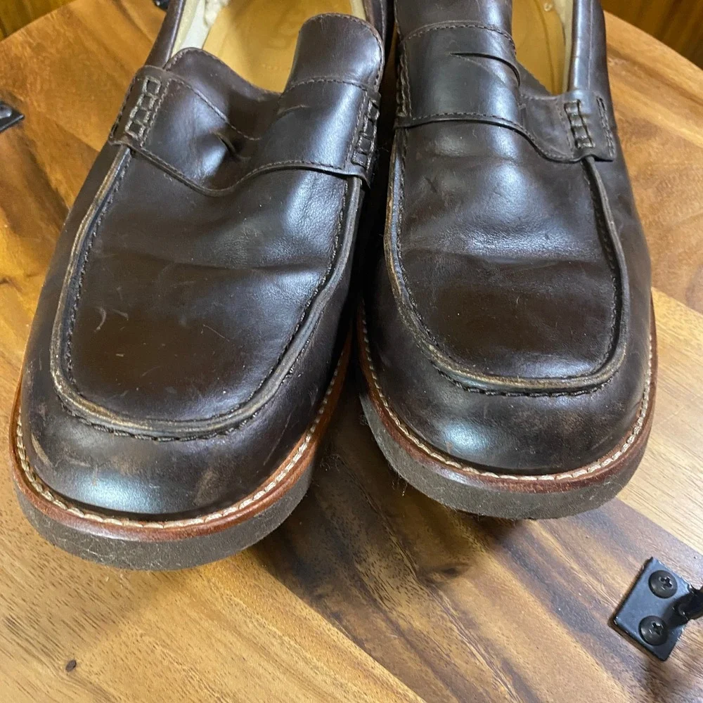 UGG Barren Brown Leather Penny Loafers Mens Shoes sz 12